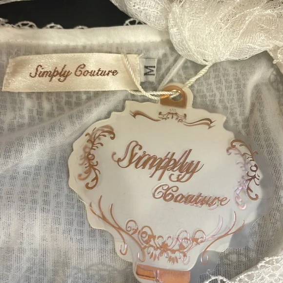 Simply Couture, Baby doll, layered Dress,Lace, with bow tie scarf, White, Medium - Picture 7 of 10